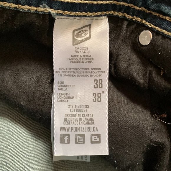 Point Zero Gold Mens Blue Denim Stretch Jeans Size 38x38 - Picture 5 of 6